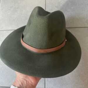 Melrose Market Stylish Green Fedora adjustable Hat with Brown Band